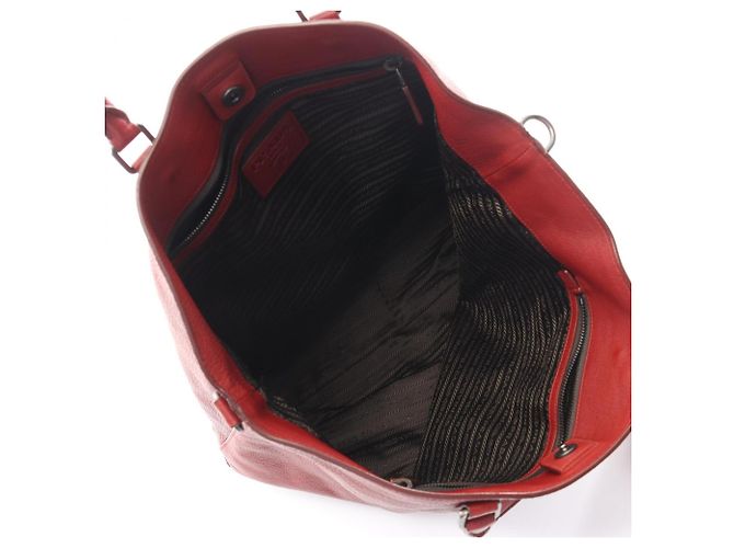 Prada 2-Way Tote Bag aus rotem Leder - Ansicht 3