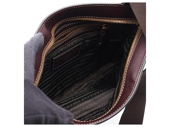 Borsa a tracolla in jacquard con logo Prada Marrone - vista 3