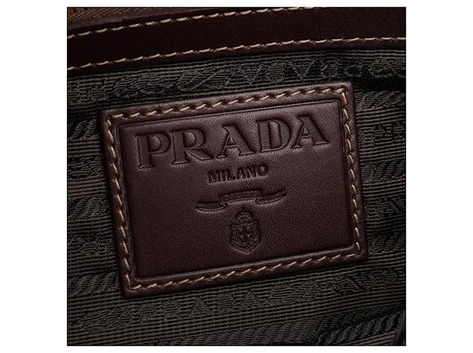 Borsa a tracolla in jacquard con logo Prada Marrone - vista 4