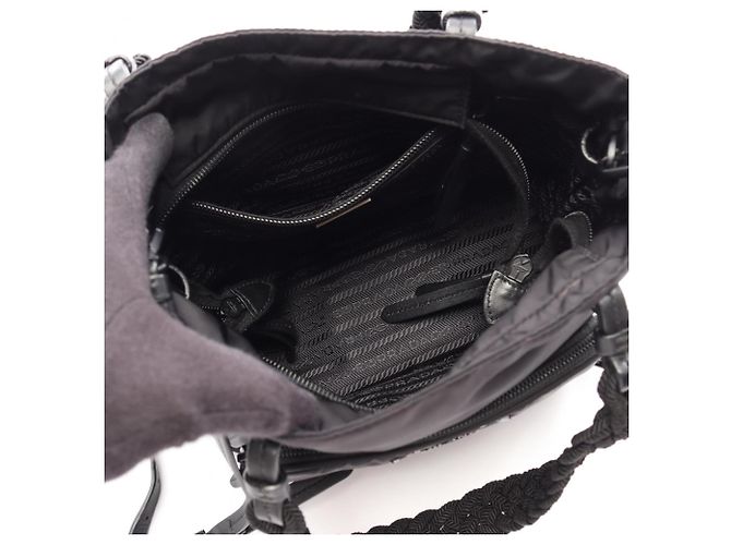 Borsa 2-Way TESSUTO+PASSAMA Prada Nero - vista 3