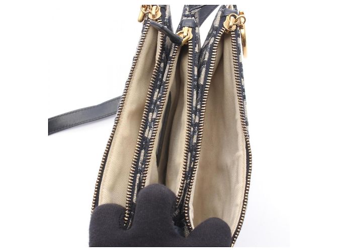 Borsa Saddle Christian Dior Beige Blu navy - vista 3