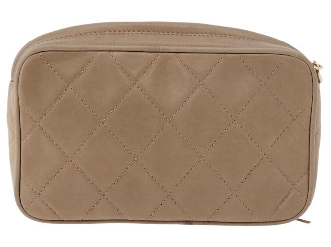 Clutch Vintage Chanel in Pelle Beige - vista 2