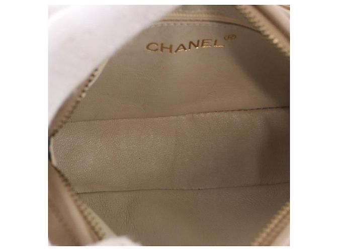 Clutch Vintage Chanel in Pelle Beige - vista 5