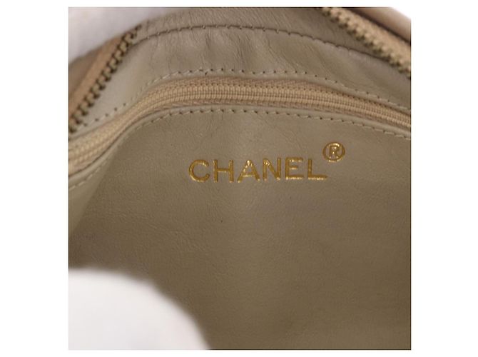 Clutch Vintage Chanel in Pelle Beige - vista 6