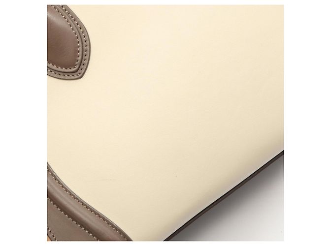 Céline Borsa Tote Celine Luggage Micro Shopper Marrone Beige Crudo - vista 13