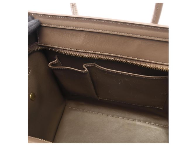 Céline Borsa Tote Celine Luggage Micro Shopper Marrone Beige Crudo - vista 5