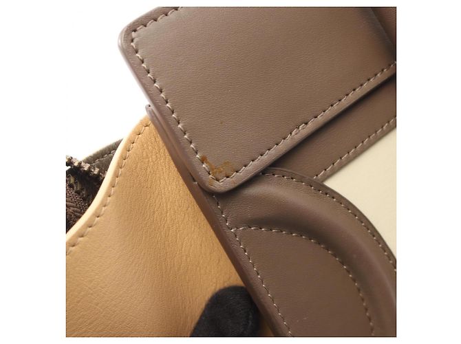 Céline Borsa Tote Celine Luggage Micro Shopper Marrone Beige Crudo - vista 8