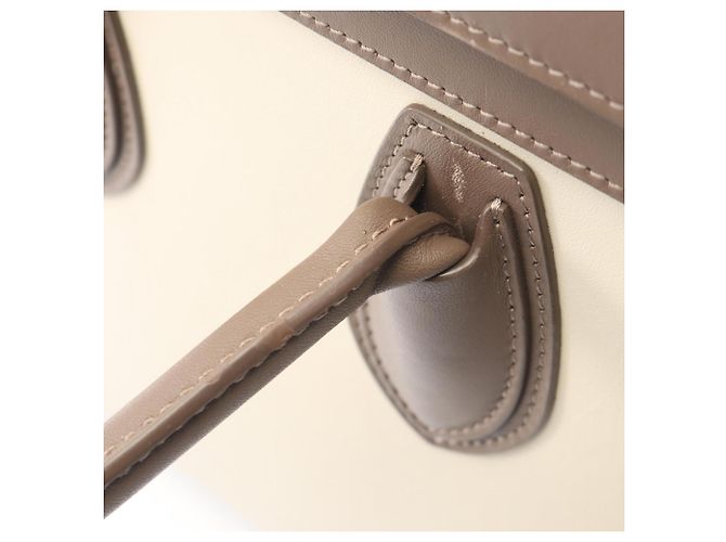 Céline Borsa Tote Celine Luggage Micro Shopper Marrone Beige Crudo - vista 9