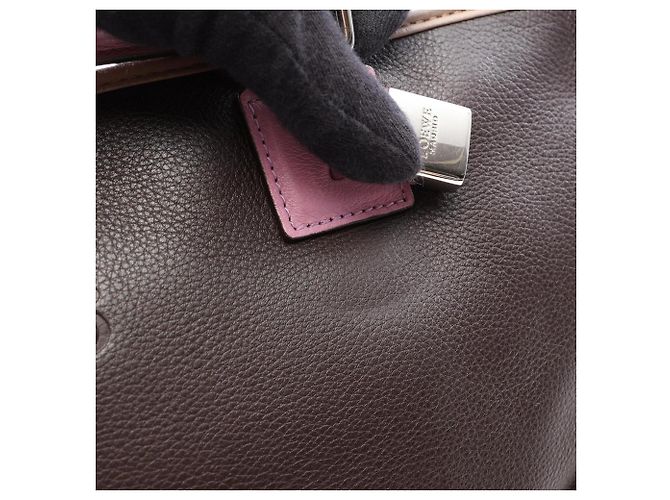 Borsa Loewe Amazona 36 Marrone Beige Porpora - vista 11