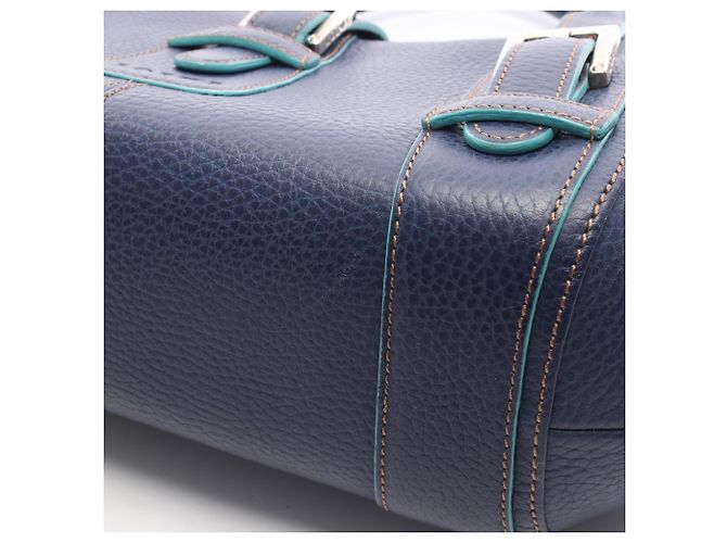 Borsa Loewe Senda in pelle verde e blu navy - vista 10