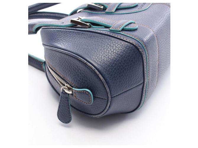 Borsa Loewe Senda in pelle verde e blu navy - vista 12