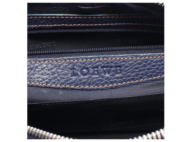 Borsa Loewe Senda in pelle verde e blu navy - vista 4