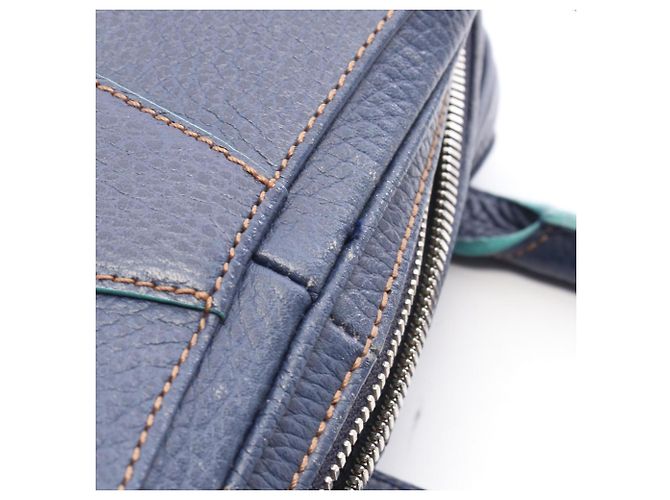 Borsa Loewe Senda in pelle verde e blu navy - vista 7