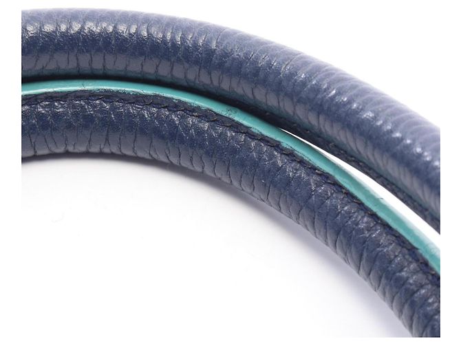 Borsa Loewe Senda in pelle verde e blu navy - vista 9