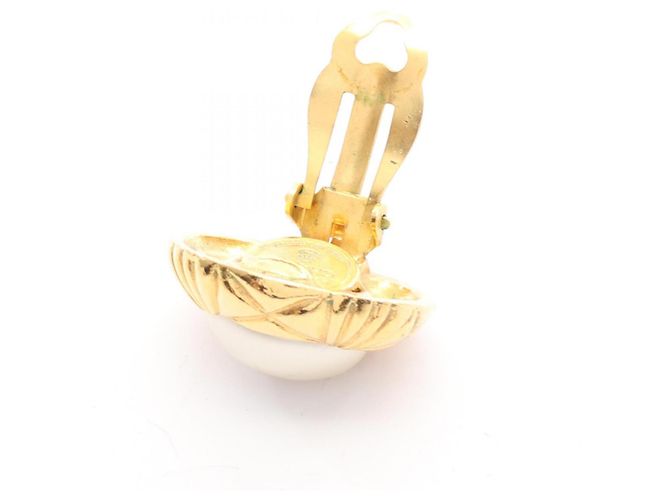 Orecchini a clip Chanel placcati oro con perle finte Bianco D'oro - vista 6