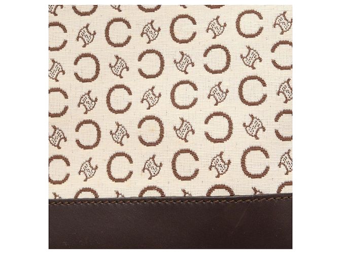 Céline Celine C Macadam Schultertasche Braun Weiß - view 9