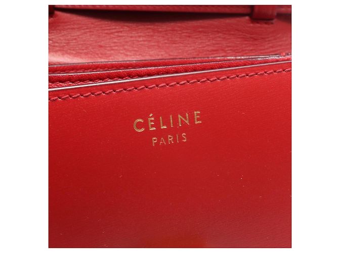 Céline Borsa a mano in pelle Celine Classic Box Small Rosso - vista 4