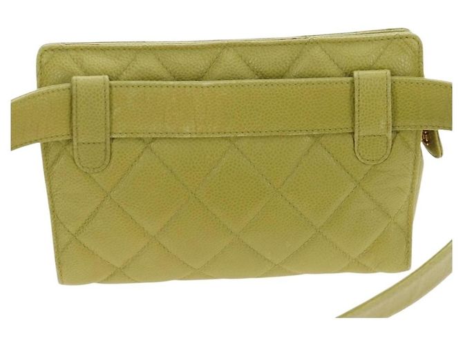 Cintura Chanel Vintage Zip Quilted Caviar Small Giallo - vista 2