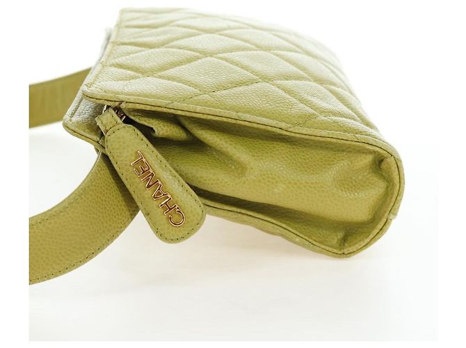 Cintura Chanel Vintage Zip Quilted Caviar Small Giallo - vista 3