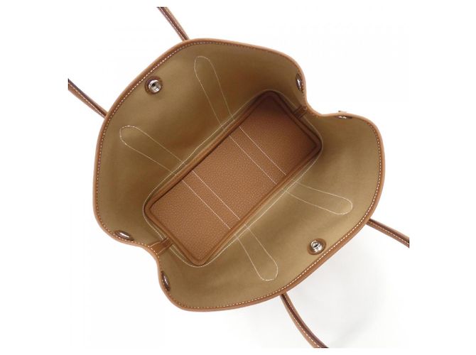 Hermès Borsa Hermes Garden Party Beige D'oro - vista 4