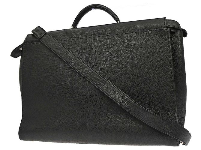 Fendi Selleria Peekaboo Fit Leather Large Nero - vista 2