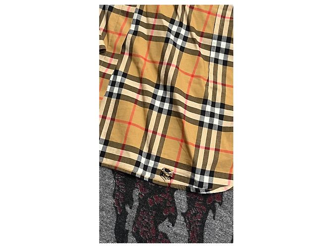 Camisa de algodón con estampado Haymarket Check Burberry Castaño Negro Blanco Roja Beige - vista 10
