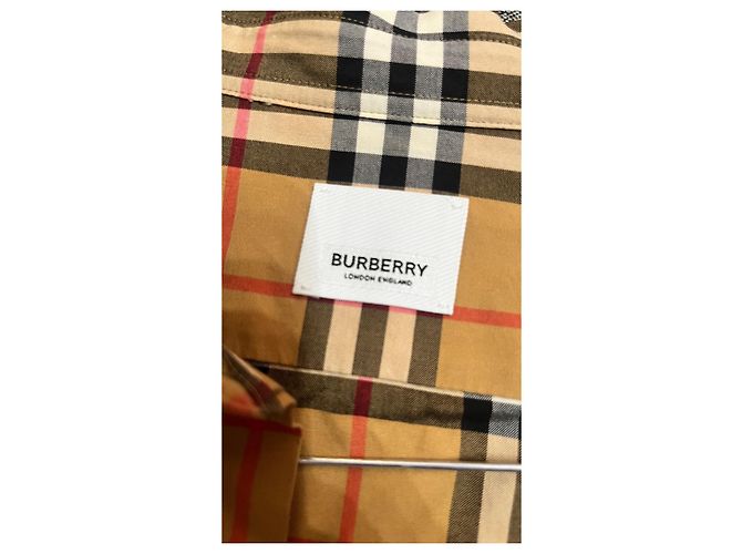 Camisa de algodón con estampado Haymarket Check Burberry Castaño Negro Blanco Roja Beige - vista 3