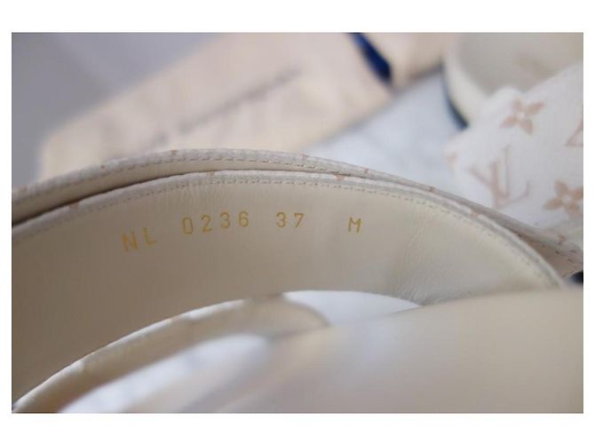 Louis Vuitton Monogram Sandalen aus weißem und beigem Leder - Ansicht 6