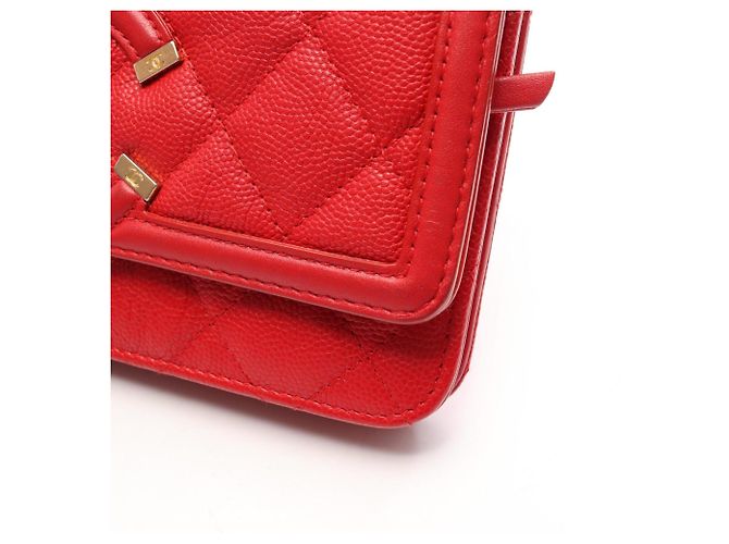 Chanel CC Filigree Matelassé Schultertasche Rot - Ansicht 10