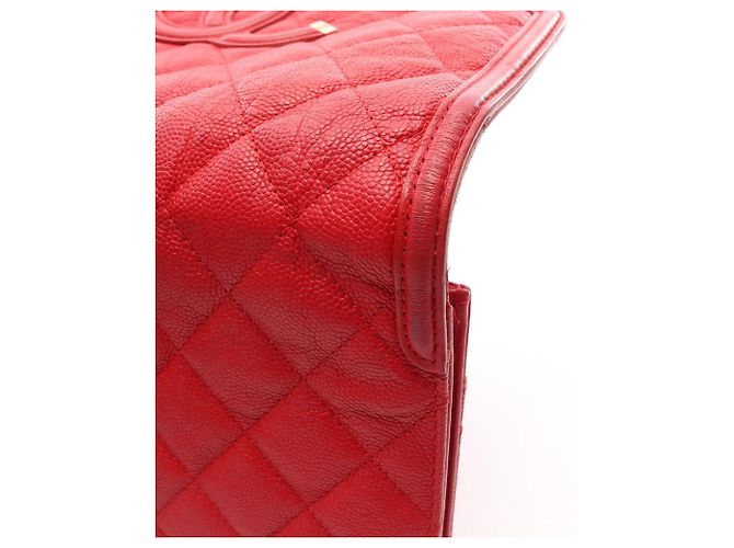 Chanel CC Filigree Matelassé Schultertasche Rot - Ansicht 11