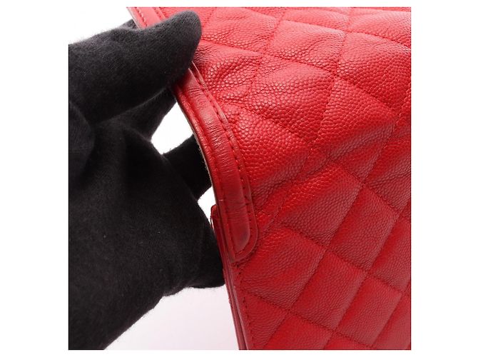 Chanel CC Filigree Matelassé Schultertasche Rot - Ansicht 12