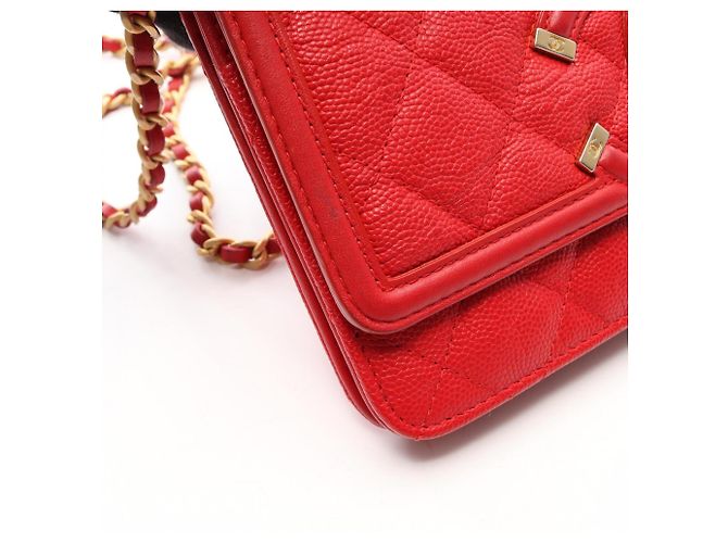 Chanel CC Filigree Matelassé Schultertasche Rot - Ansicht 9