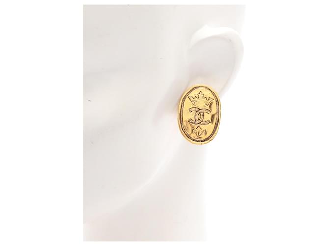 Orecchini Chanel Coco Mark Oval Plate D'oro - vista 4