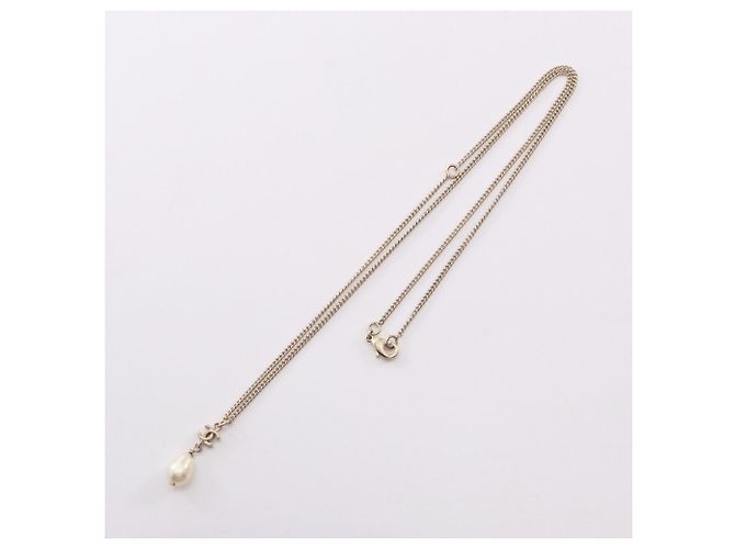 Collar Chanel Coco Mark Swing Blanco Dorado - vista 2