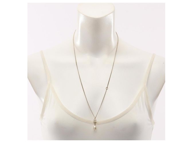 Collar Chanel Coco Mark Swing Blanco Dorado - vista 4