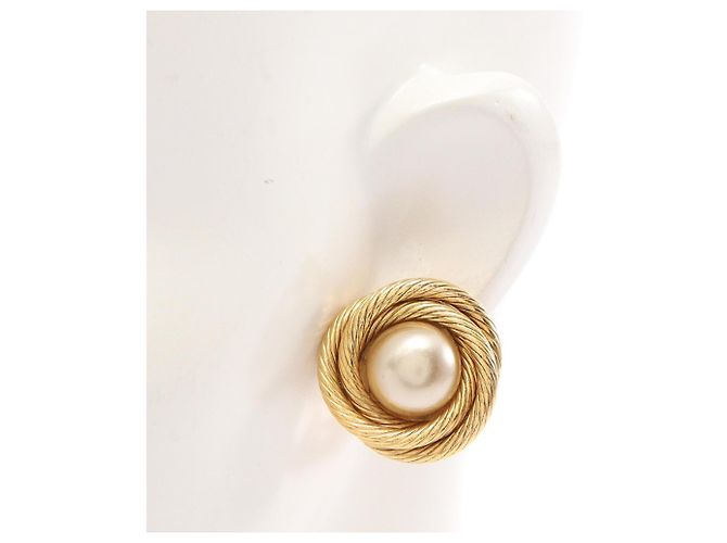 Chanel Twist Frame Ohrringe Weiß Golden - Ansicht 4
