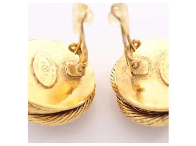 Chanel Twist Frame Ohrringe Weiß Golden - Ansicht 5