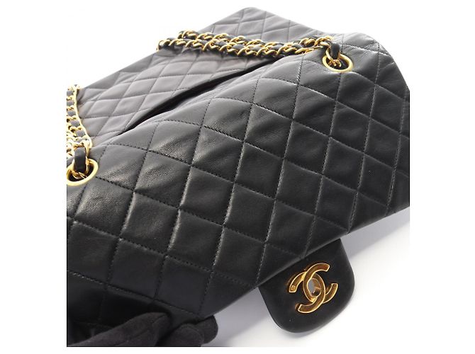 Borsa a Spalla Chanel Matelassé Double Flap Nero - vista 13