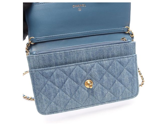 Borsa a Spalla Chanel Matelassé Denim Blu - vista 10