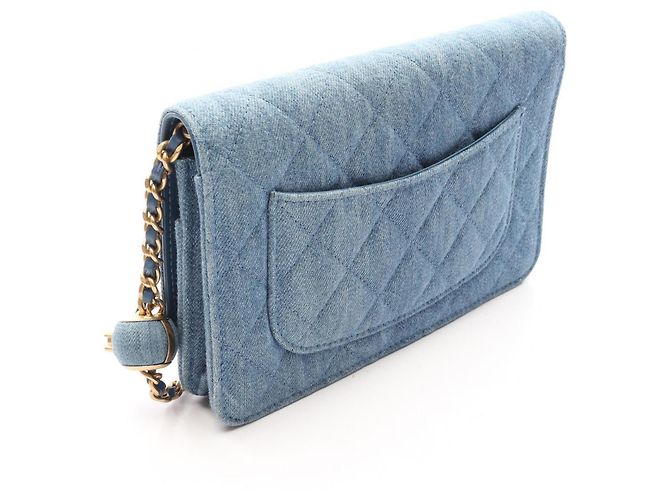 Borsa a Spalla Chanel Matelassé Denim Blu - vista 2