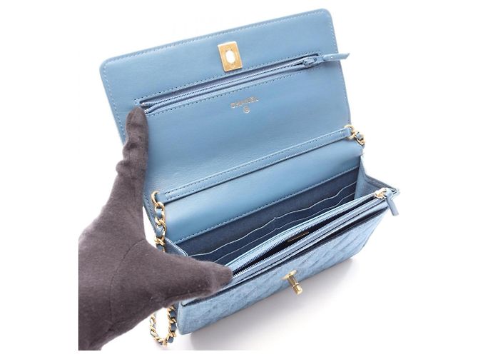 Borsa a Spalla Chanel Matelassé Denim Blu - vista 3