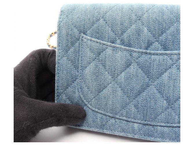 Borsa a Spalla Chanel Matelassé Denim Blu - vista 9