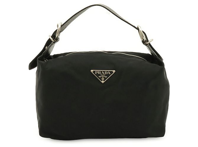 Borsa a tracolla Prada in nylon e pelle con triangolo Nero - vista 2