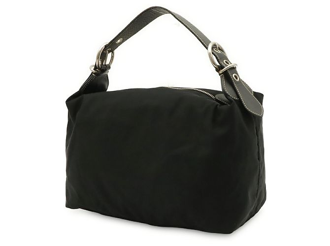 Borsa a tracolla Prada in nylon e pelle con triangolo Nero - vista 3