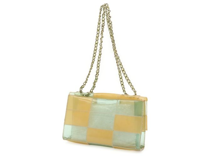 Chanel Chocolate Bar Coco Mark Chain Schultertasche Beige Hellblau - Ansicht 3