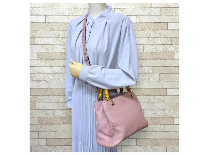 Borsa a Spalla Gucci Bamboo Rosa - vista 2