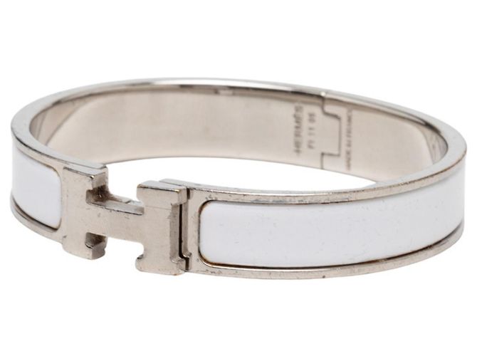 Bracciale Click H GM Hermès in argento e bianco - vista 2