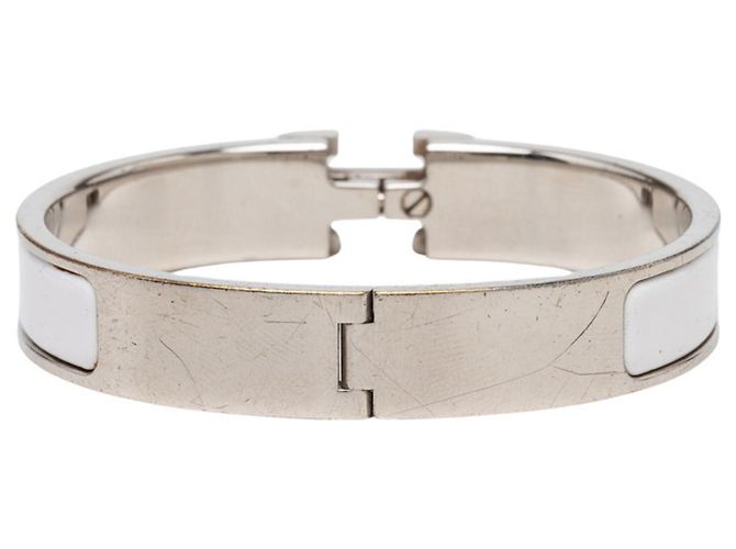Bracciale Click H GM Hermès in argento e bianco - vista 3