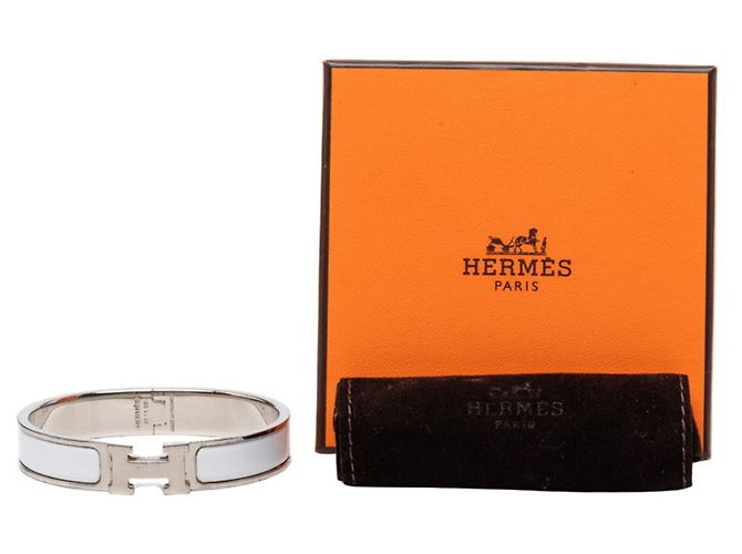 Bracciale Click H GM Hermès in argento e bianco - vista 6