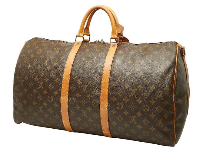 Louis Vuitton Monogram Keepall Bandoulière 55 Borsa Boston Marrone - vista 2